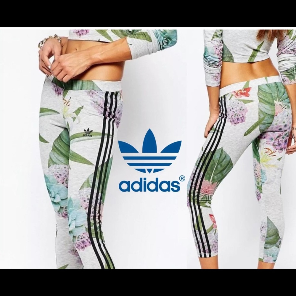 Adidas Floral leggings Rare Trefoil vintage sz. M